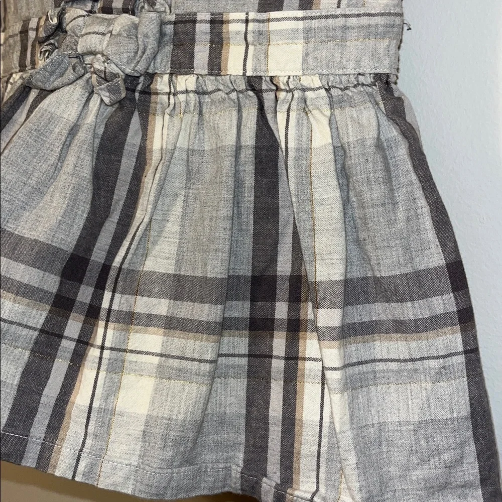 GYMBOREE Girls 5 Plaid Ruffle Dress Drop Waist Puff Sleeves Cotton Holiday Gold